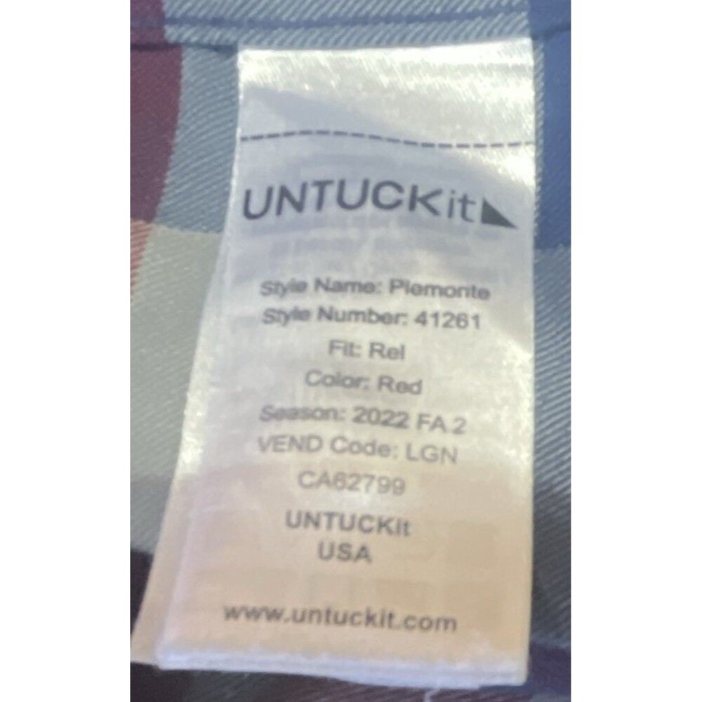 UNTUCKit Piemonte Plaid Relaxed Fit Long Sleeve Button-Up Shirt Mens XXL Red - Picture 4 of 4